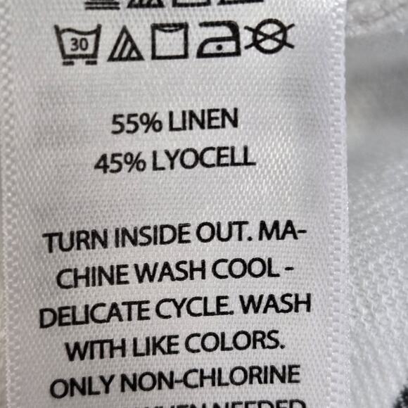 Joie Wide Leg Cropped Pants Womens Small White Black Striped Linen Lyocell Beach - Picture 6 of 8